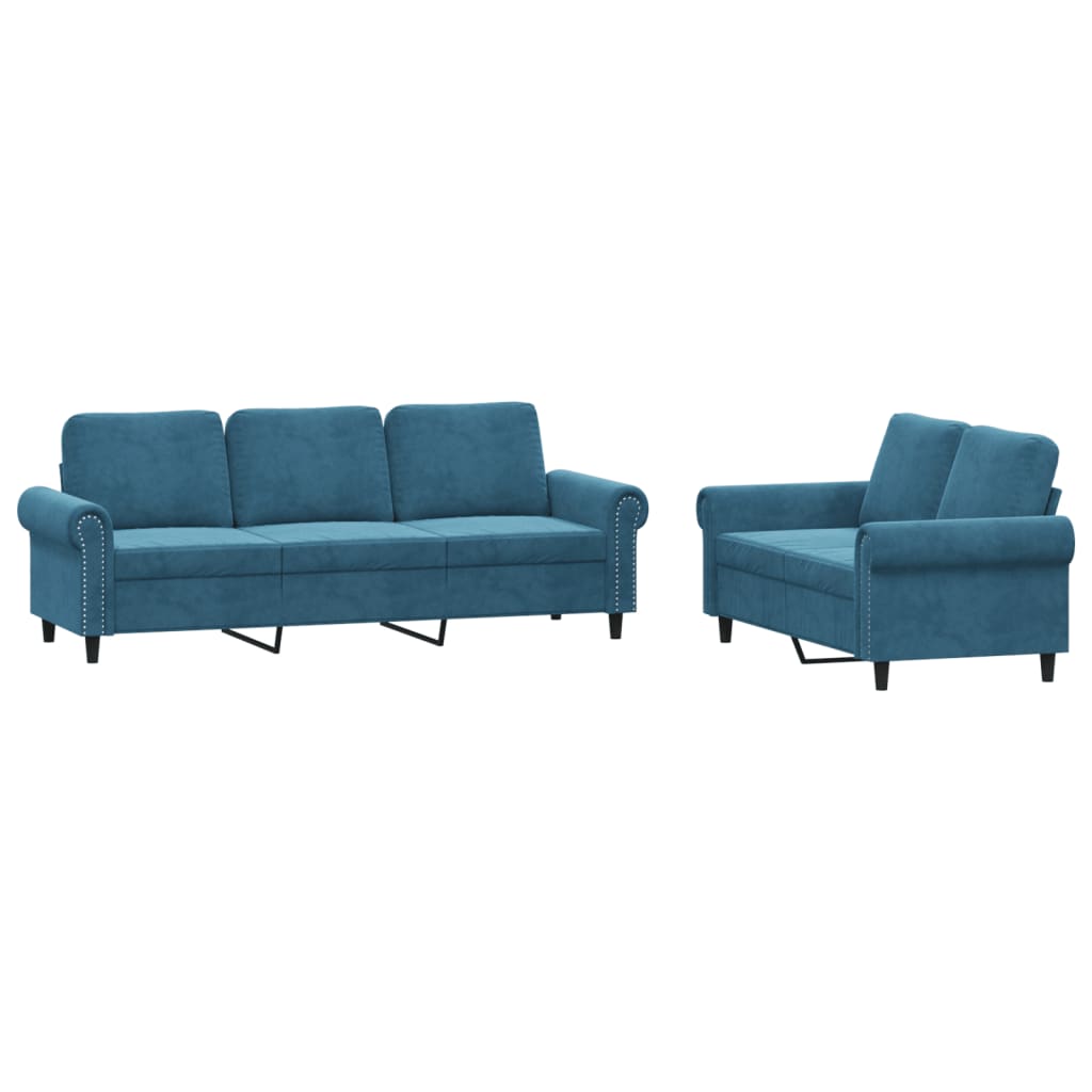 2-delige Loungeset met kussens fluweel blauw is nu te koop bij PeponiXL, paradijselijk wonen!