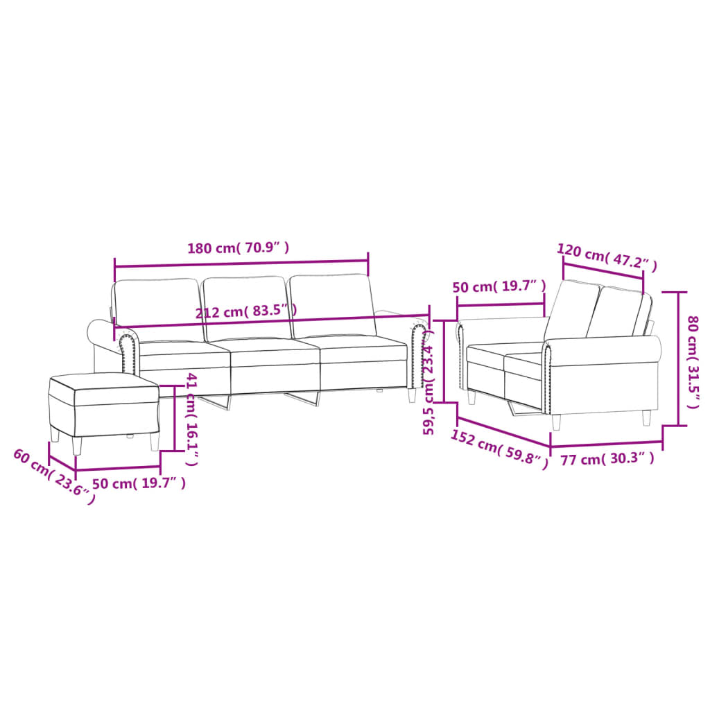 3-delige Loungeset met kussens fluweel lichtgrijs is nu te koop bij PeponiXL, paradijselijk wonen!