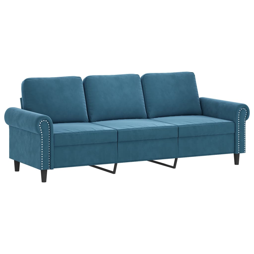 3-delige Loungeset met kussens fluweel blauw is nu te koop bij PeponiXL, paradijselijk wonen!