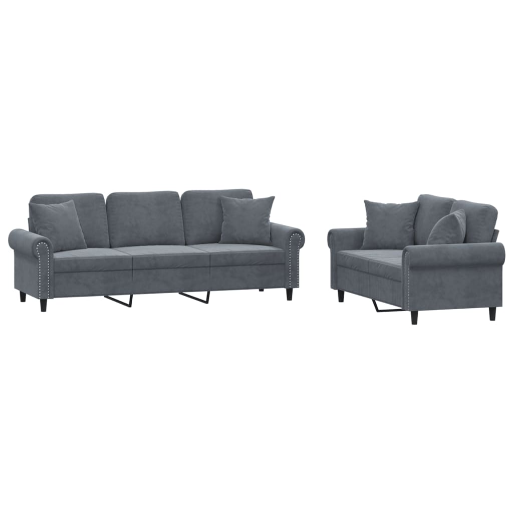 2-delige Loungeset met kussens fluweel donkergrijs is nu te koop bij PeponiXL, paradijselijk wonen!