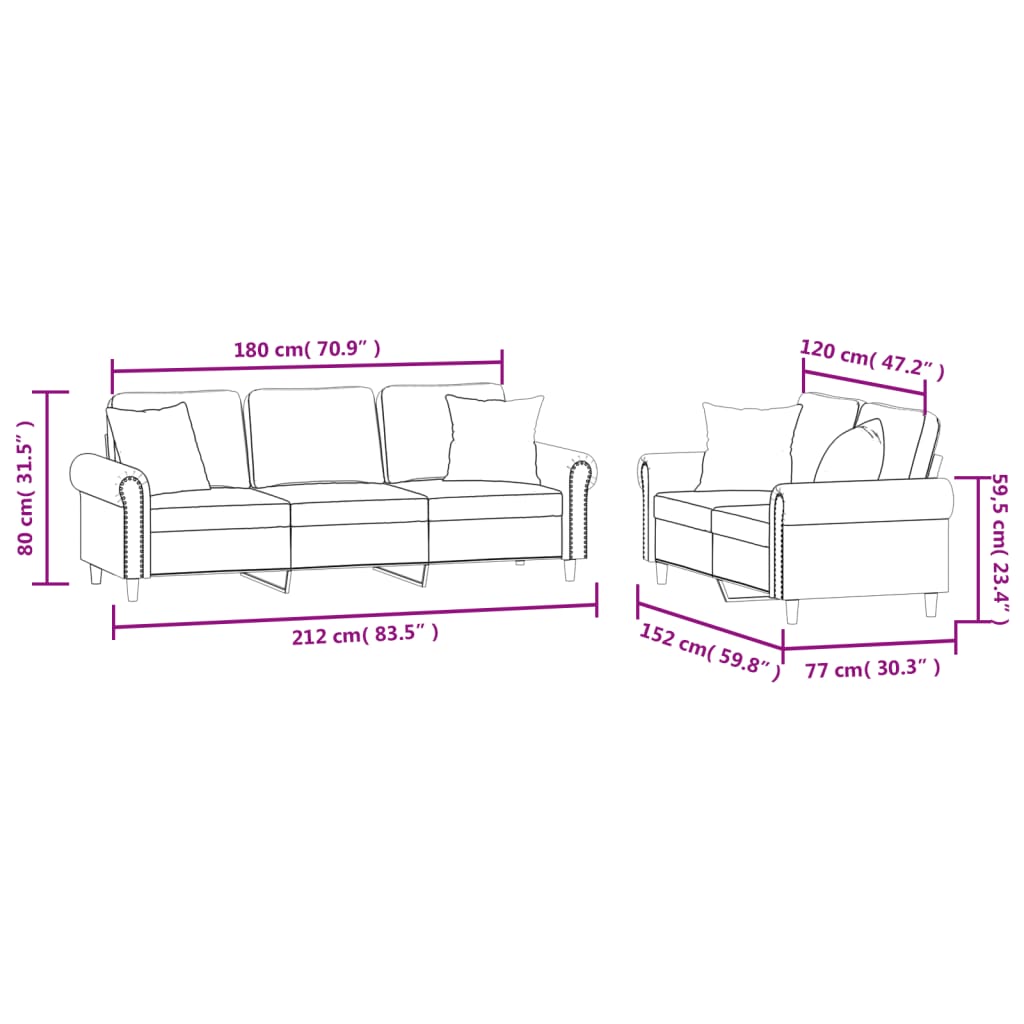 2-delige Loungeset met kussens fluweel donkergrijs is nu te koop bij PeponiXL, paradijselijk wonen!