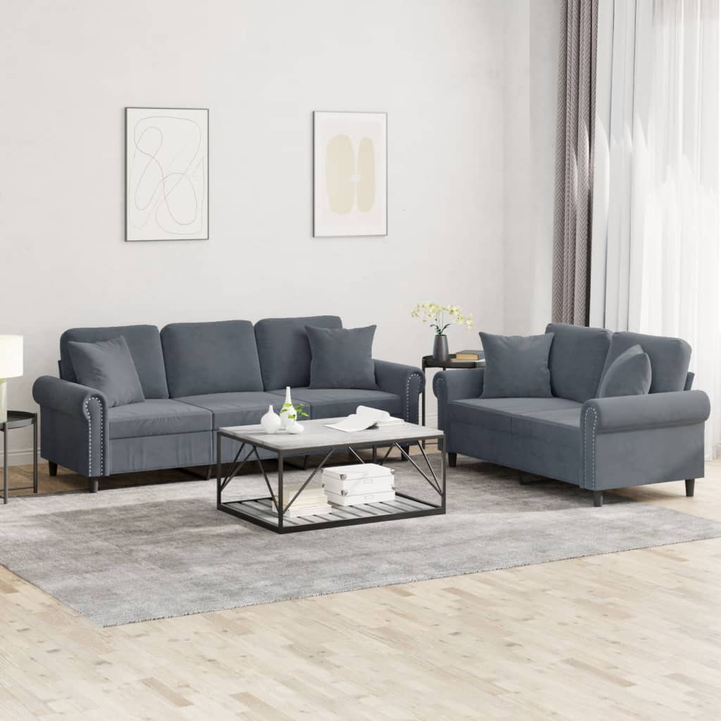 2-delige Loungeset met kussens fluweel donkergrijs is nu te koop bij PeponiXL, paradijselijk wonen!