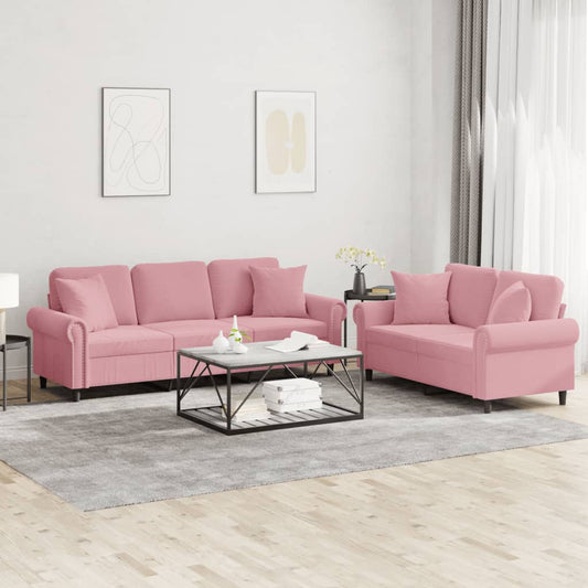 2-delige Loungeset met kussens fluweel roze is nu te koop bij PeponiXL, paradijselijk wonen!