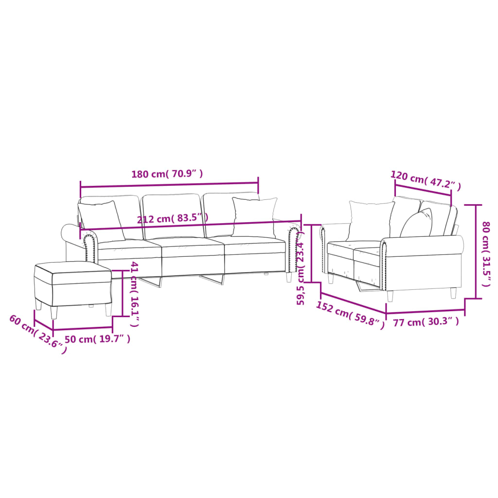 3-delige Loungeset met kussens fluweel donkergrijs is nu te koop bij PeponiXL, paradijselijk wonen!