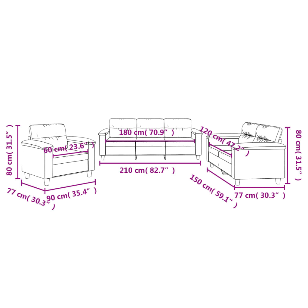 3-delige Loungeset met kussens microvezelstof donkergrijs is nu te koop bij PeponiXL, paradijselijk wonen!