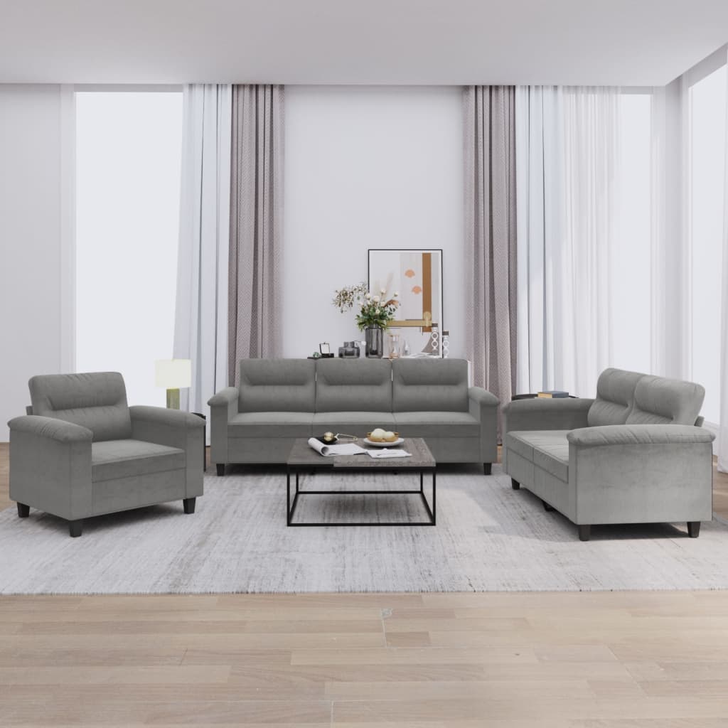 3-delige Loungeset met kussens microvezelstof donkergrijs is nu te koop bij PeponiXL, paradijselijk wonen!