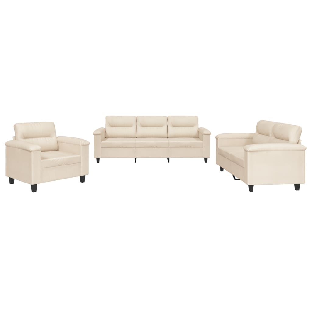 3-delige Loungeset met kussens microvezelstof beige is nu te koop bij PeponiXL, paradijselijk wonen!