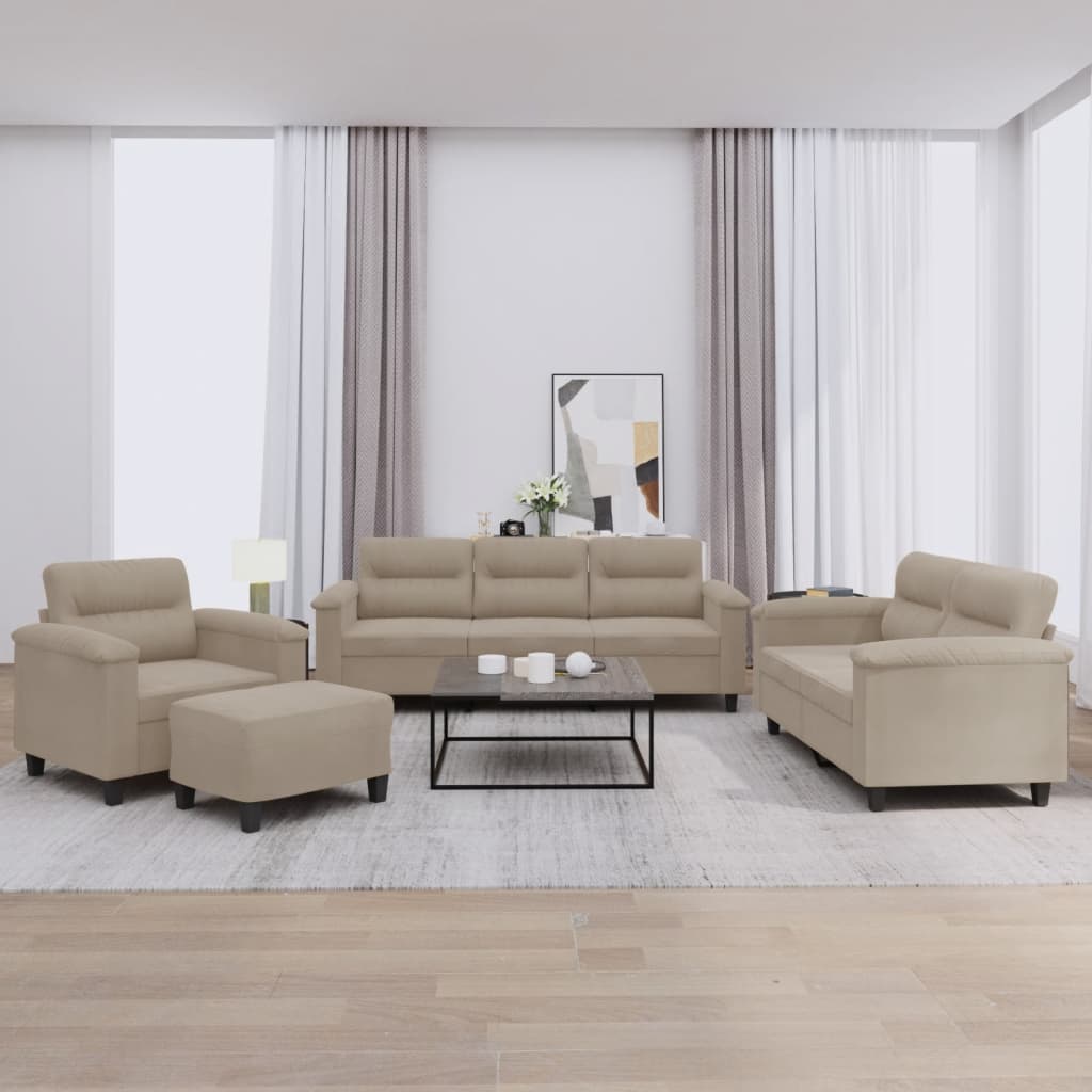 4-delige Loungeset met kussens microvezelstof taupe is nu te koop bij PeponiXL, paradijselijk wonen!