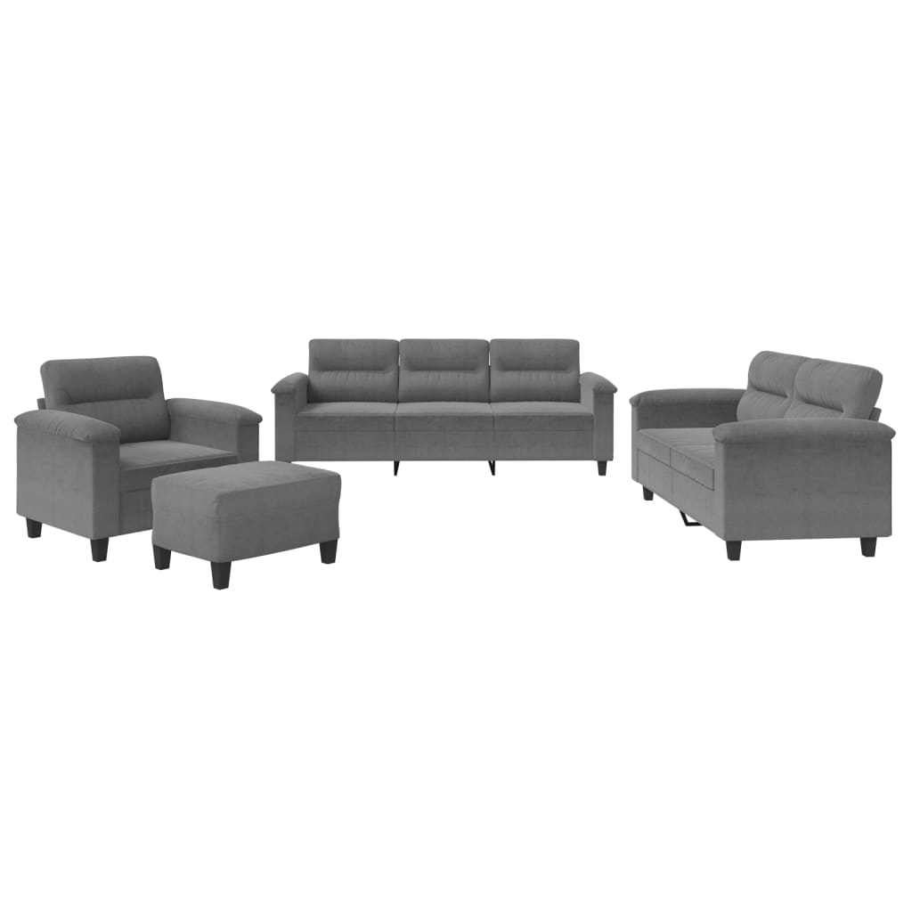 4-delige Loungeset met kussens microvezelstof donkergrijs is nu te koop bij PeponiXL, paradijselijk wonen!