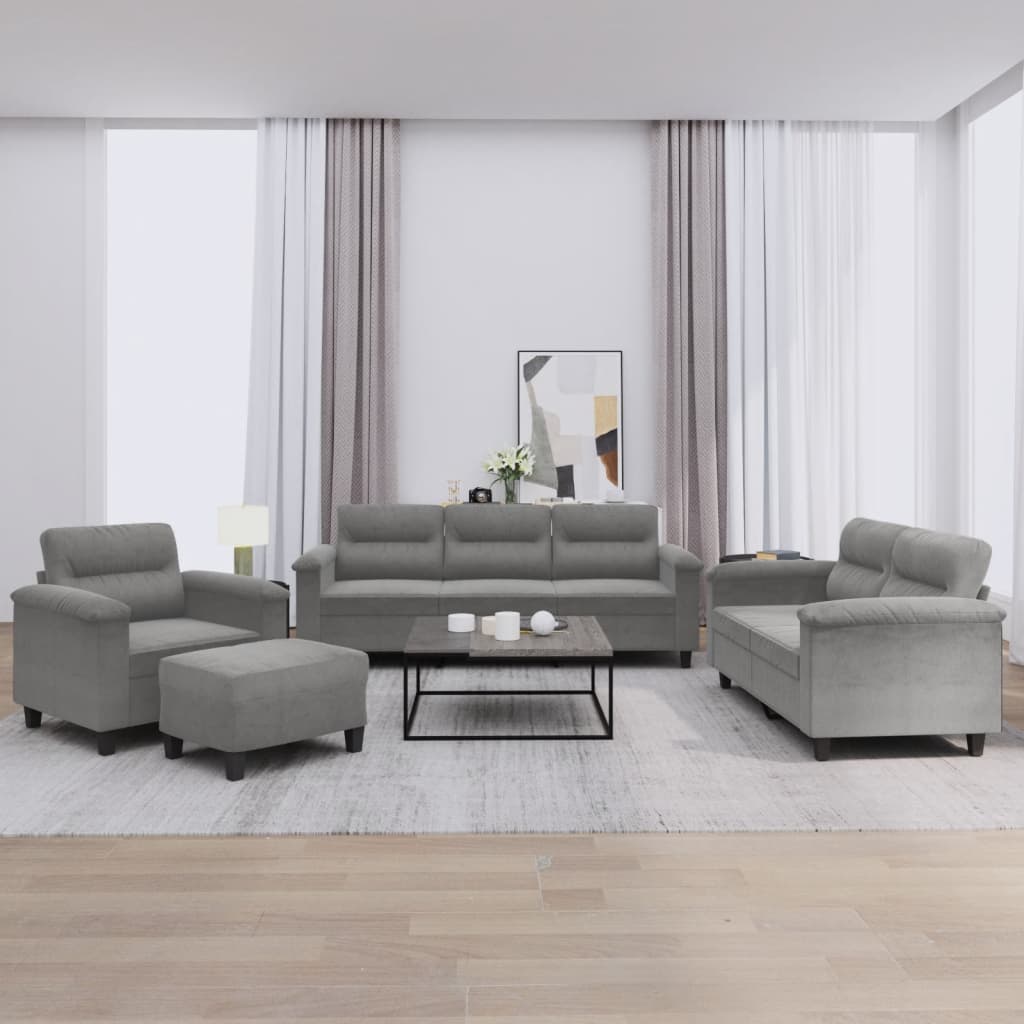 4-delige Loungeset met kussens microvezelstof donkergrijs is nu te koop bij PeponiXL, paradijselijk wonen!