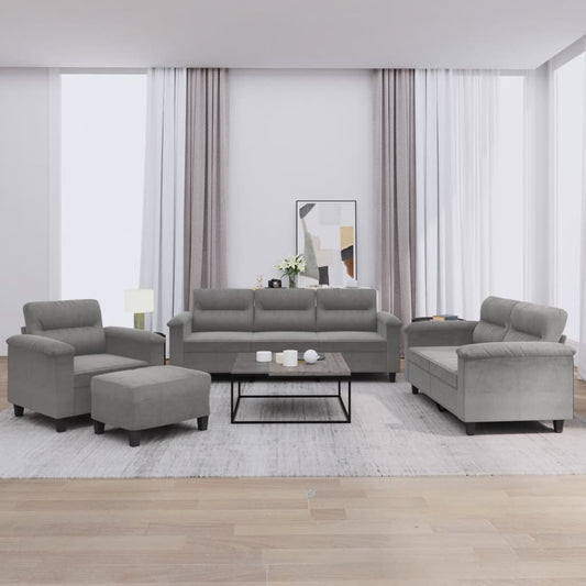 4-delige Loungeset met kussens microvezelstof donkergrijs is nu te koop bij PeponiXL, paradijselijk wonen!