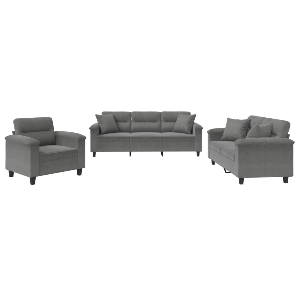 3-delige Loungeset met kussens microvezelstof donkergrijs is nu te koop bij PeponiXL, paradijselijk wonen!