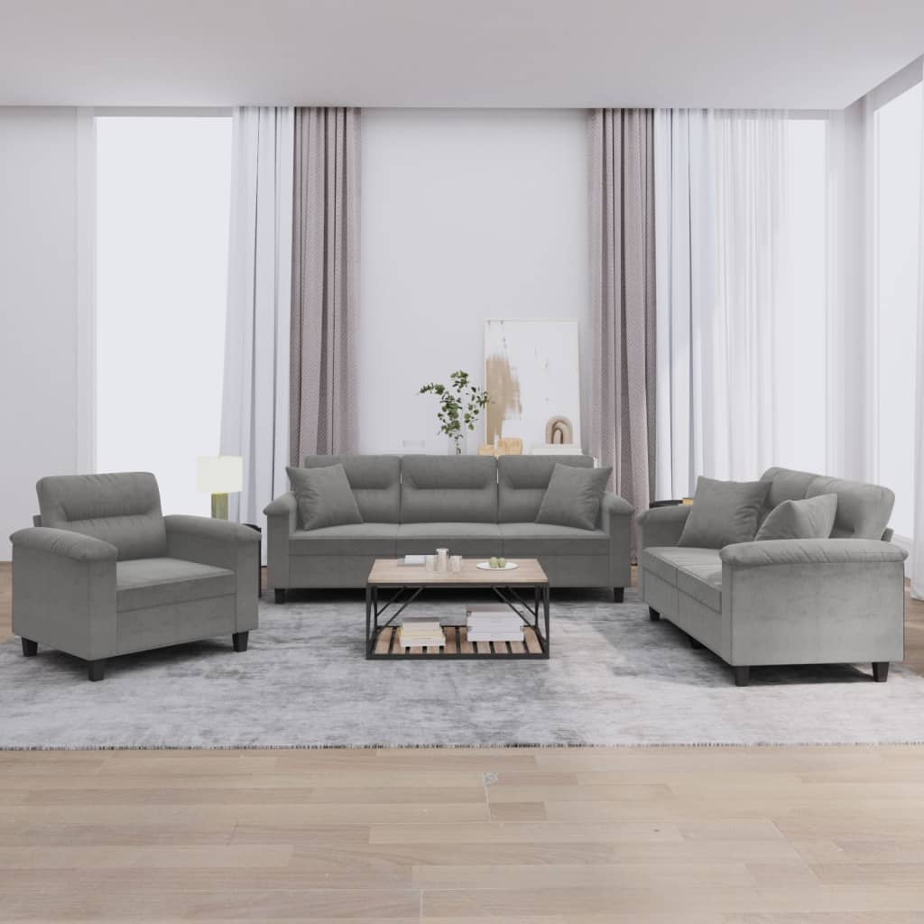 3-delige Loungeset met kussens microvezelstof donkergrijs is nu te koop bij PeponiXL, paradijselijk wonen!