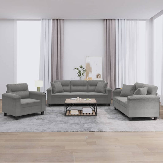 3-delige Loungeset met kussens microvezelstof donkergrijs is nu te koop bij PeponiXL, paradijselijk wonen!