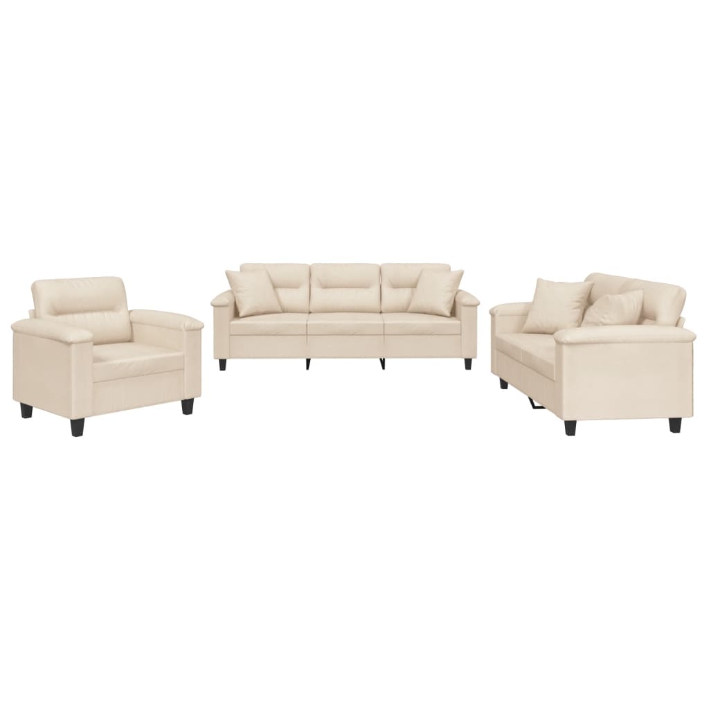 3-delige Loungeset met kussens microvezelstof beige is nu te koop bij PeponiXL, paradijselijk wonen!