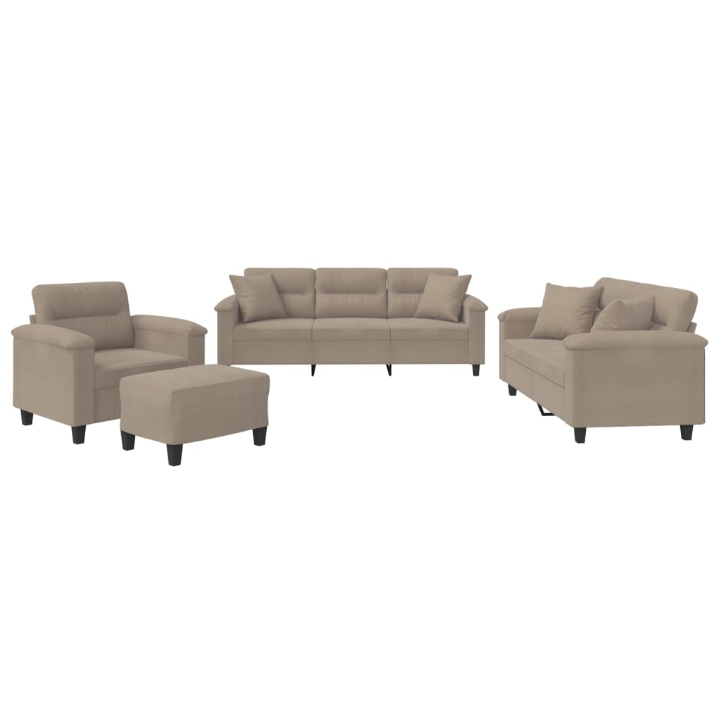 4-delige Loungeset met kussens microvezelstof taupe is nu te koop bij PeponiXL, paradijselijk wonen!