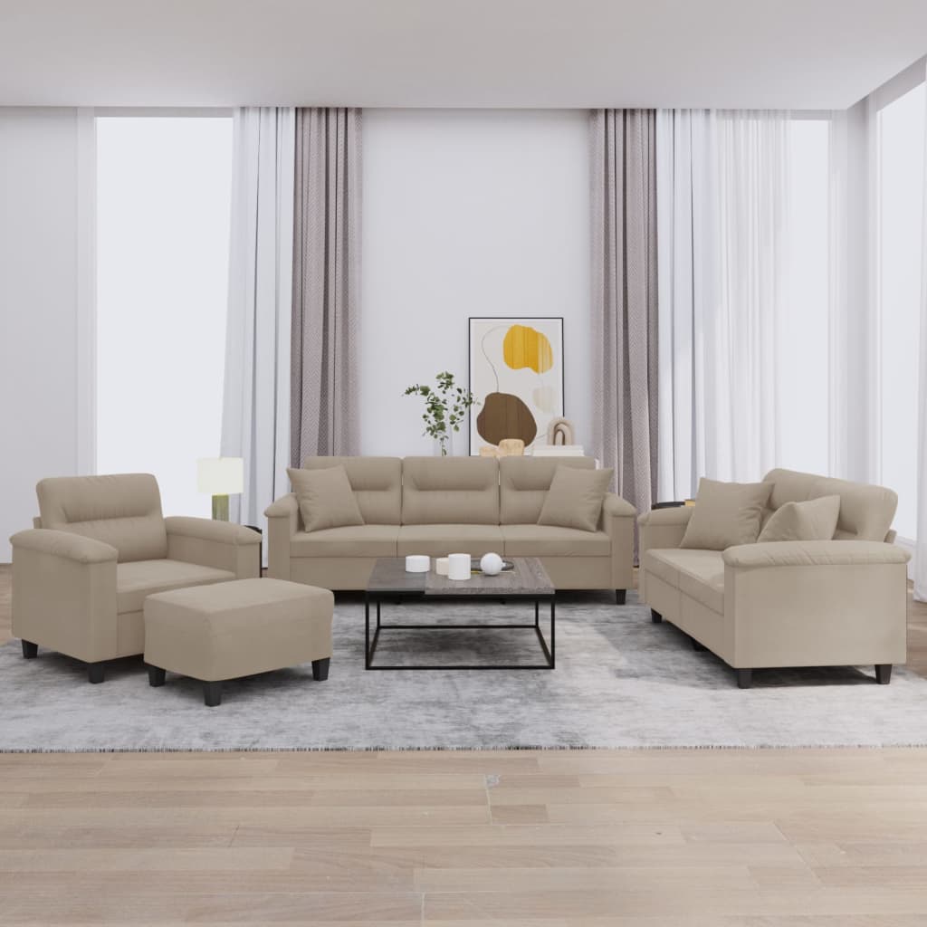 4-delige Loungeset met kussens microvezelstof taupe is nu te koop bij PeponiXL, paradijselijk wonen!