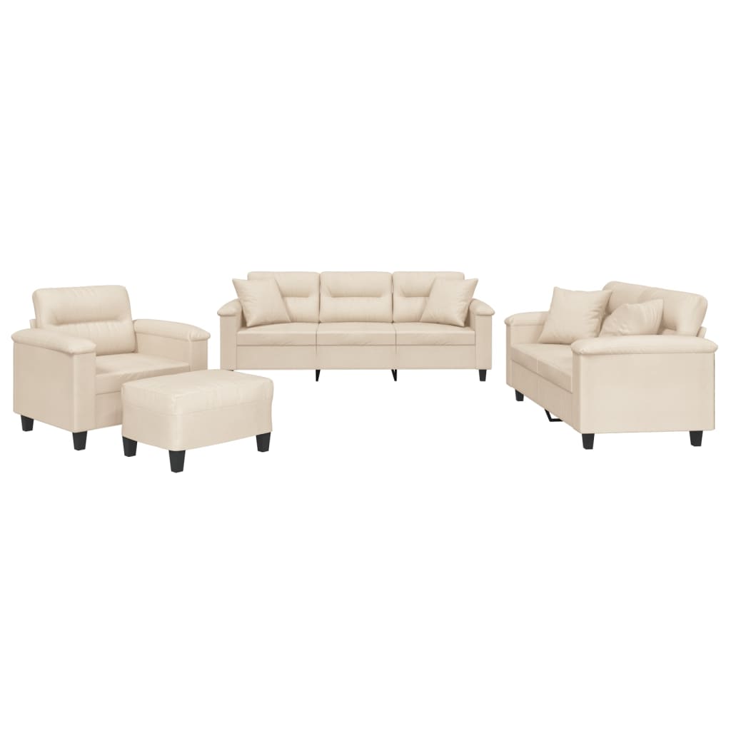 4-delige Loungeset met kussens microvezelstof beige is nu te koop bij PeponiXL, paradijselijk wonen!