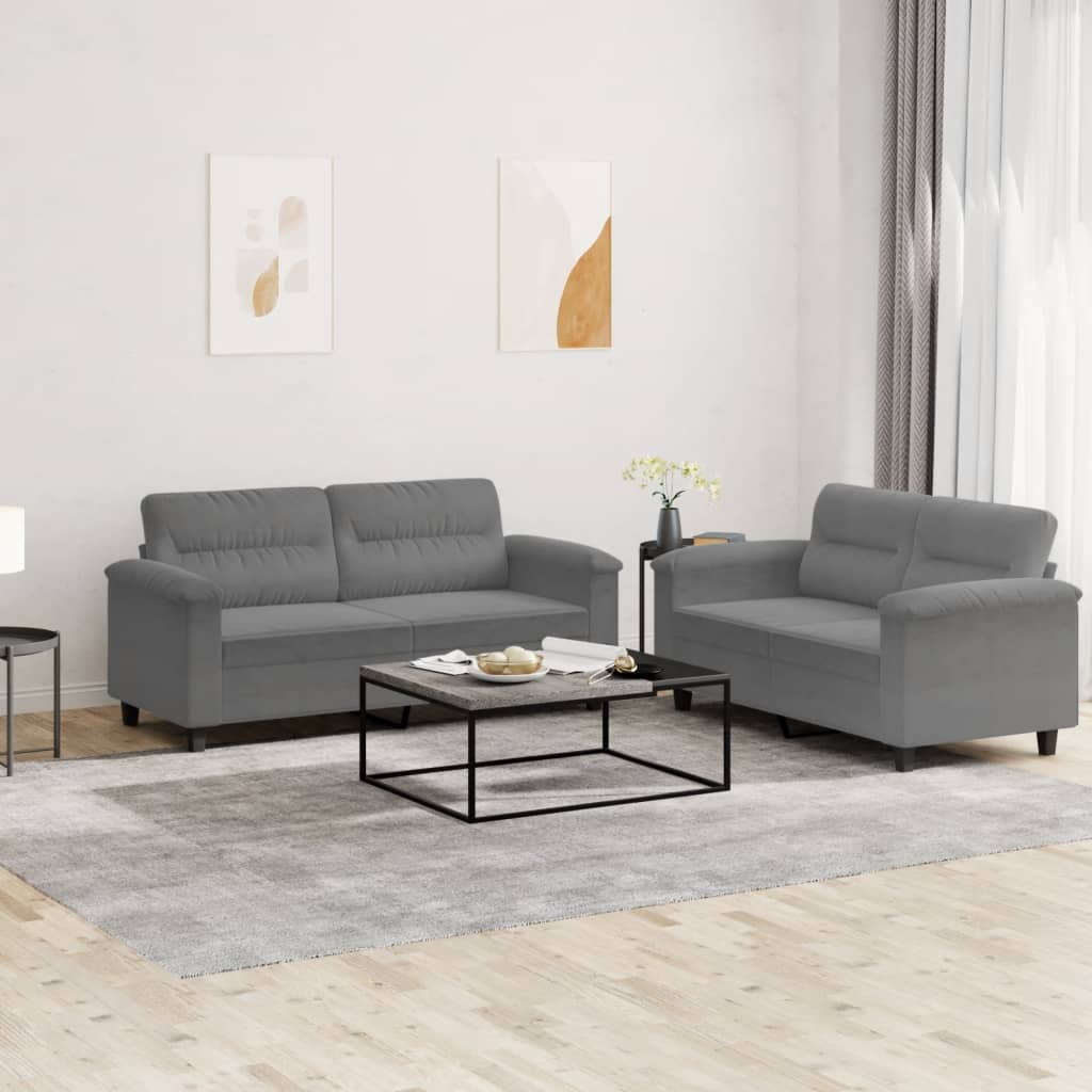 2-delige Loungeset met kussens microvezelstof donkergrijs is nu te koop bij PeponiXL, paradijselijk wonen!