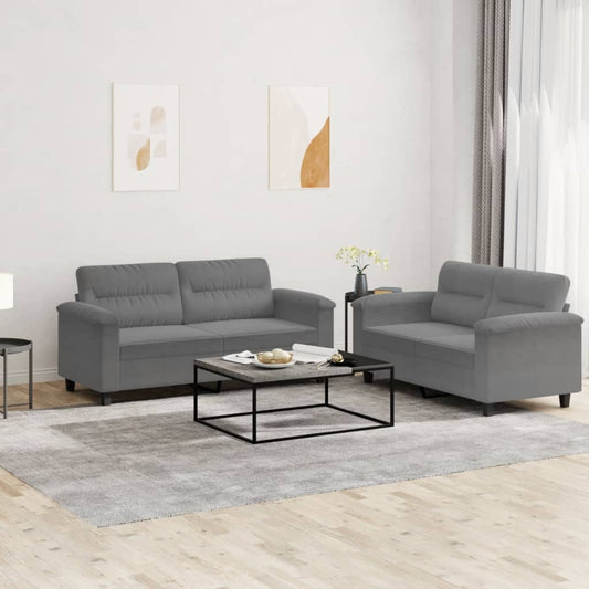 2-delige Loungeset met kussens microvezelstof donkergrijs is nu te koop bij PeponiXL, paradijselijk wonen!