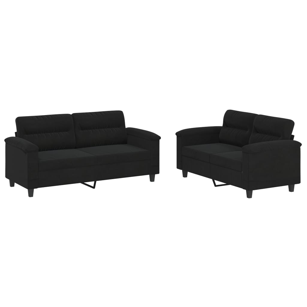 2-delige Loungeset met kussens microvezelstof zwart is nu te koop bij PeponiXL, paradijselijk wonen!