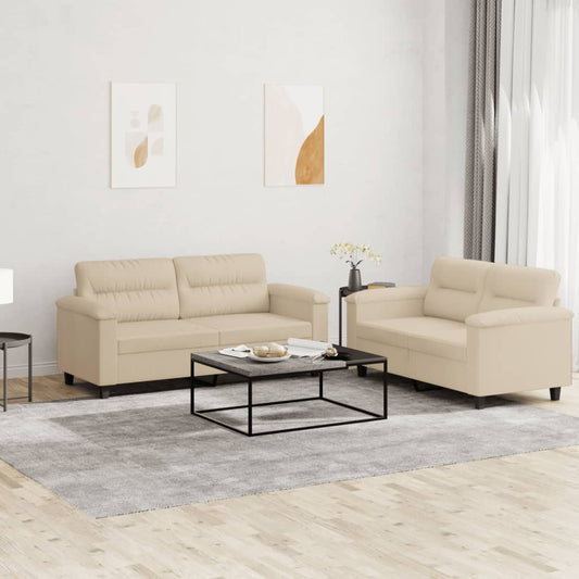 2-delige Loungeset met kussens microvezelstof crèmekleurig is nu te koop bij PeponiXL, paradijselijk wonen!
