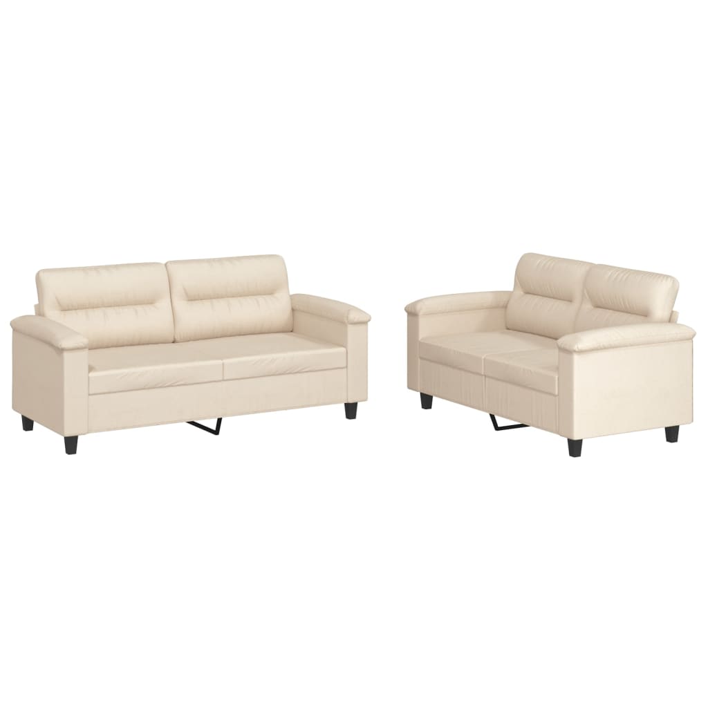 2-delige Loungeset met kussens microvezelstof beige is nu te koop bij PeponiXL, paradijselijk wonen!
