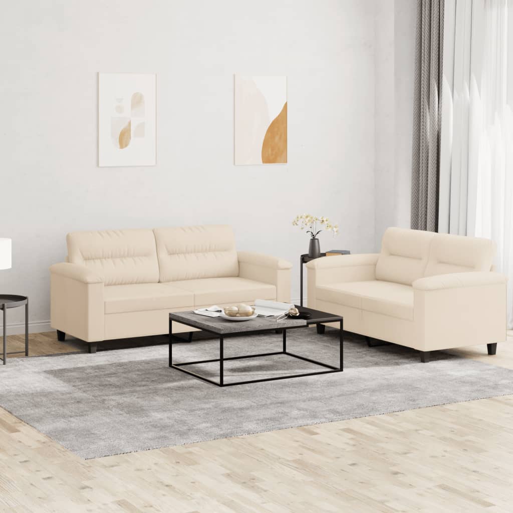 2-delige Loungeset met kussens microvezelstof beige is nu te koop bij PeponiXL, paradijselijk wonen!