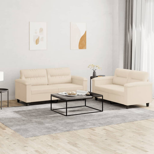 2-delige Loungeset met kussens microvezelstof beige is nu te koop bij PeponiXL, paradijselijk wonen!