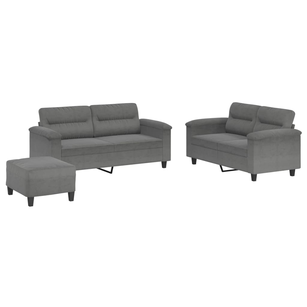3-delige Loungeset met kussens microvezelstof donkergrijs is nu te koop bij PeponiXL, paradijselijk wonen!