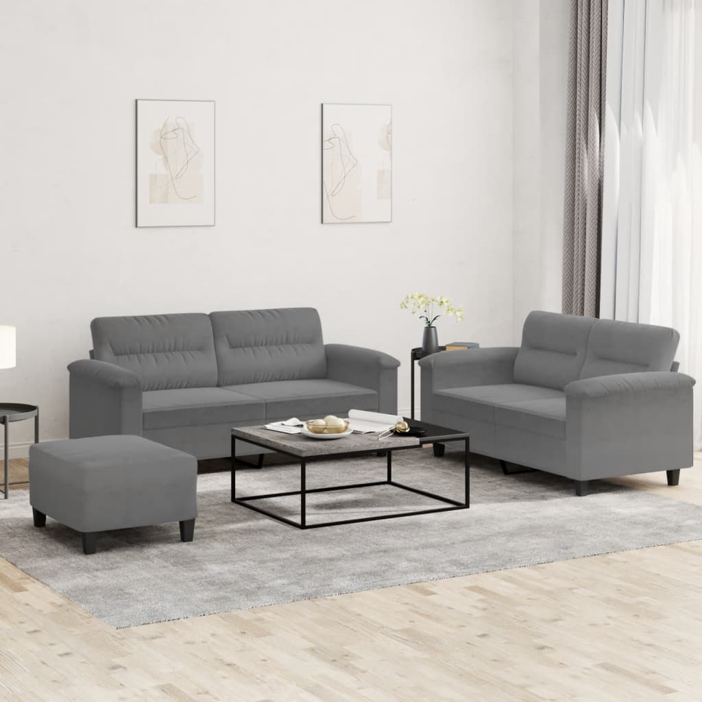 3-delige Loungeset met kussens microvezelstof donkergrijs is nu te koop bij PeponiXL, paradijselijk wonen!
