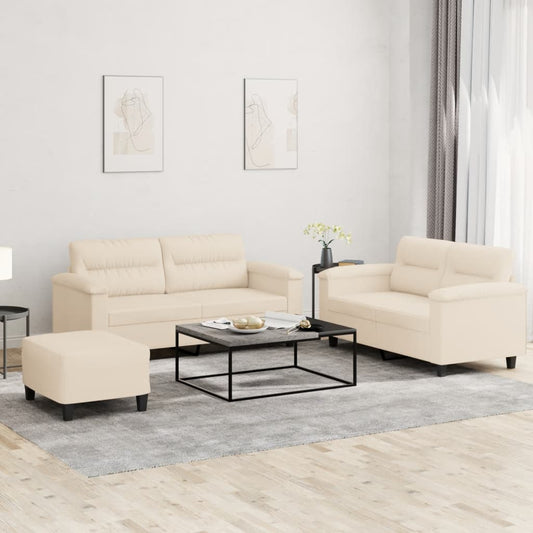 3-delige Loungeset met kussens microvezelstof beige is nu te koop bij PeponiXL, paradijselijk wonen!