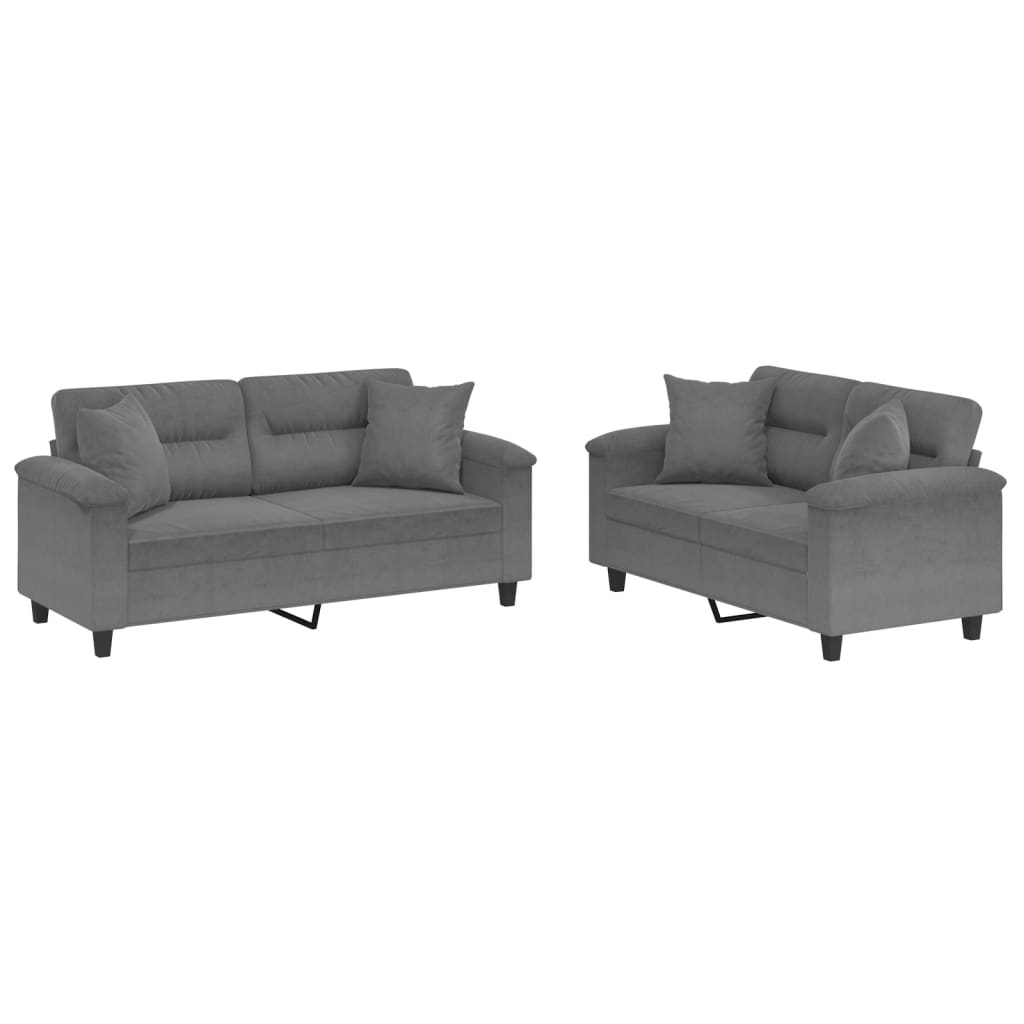 2-delige Loungeset met kussens microvezelstof donkergrijs is nu te koop bij PeponiXL, paradijselijk wonen!