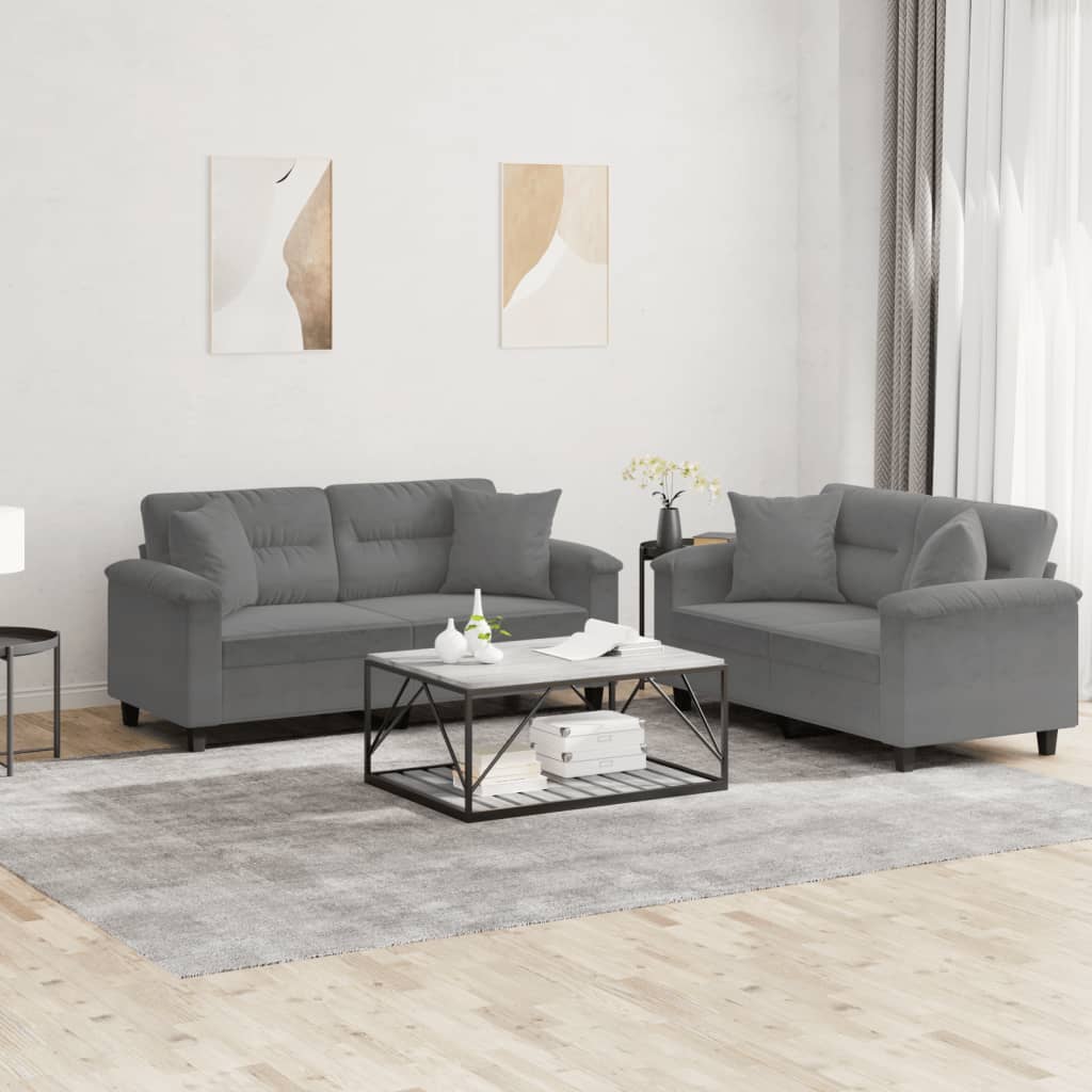 2-delige Loungeset met kussens microvezelstof donkergrijs is nu te koop bij PeponiXL, paradijselijk wonen!