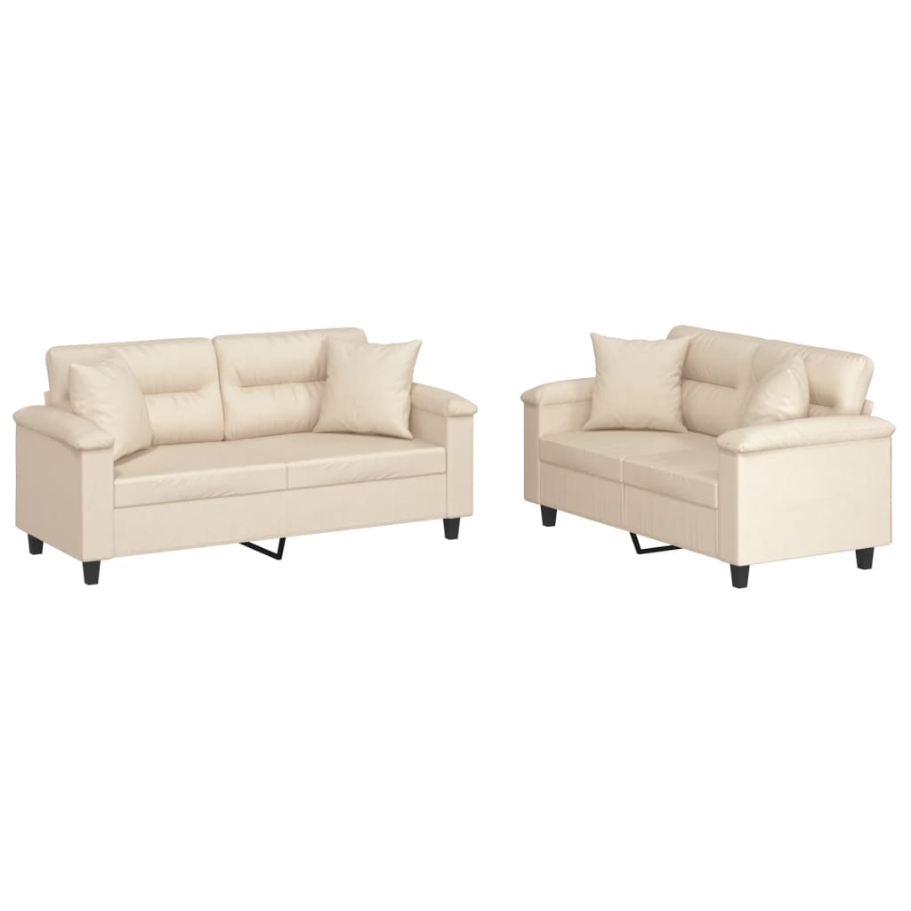 2-delige Loungeset met kussens microvezelstof beige is nu te koop bij PeponiXL, paradijselijk wonen!