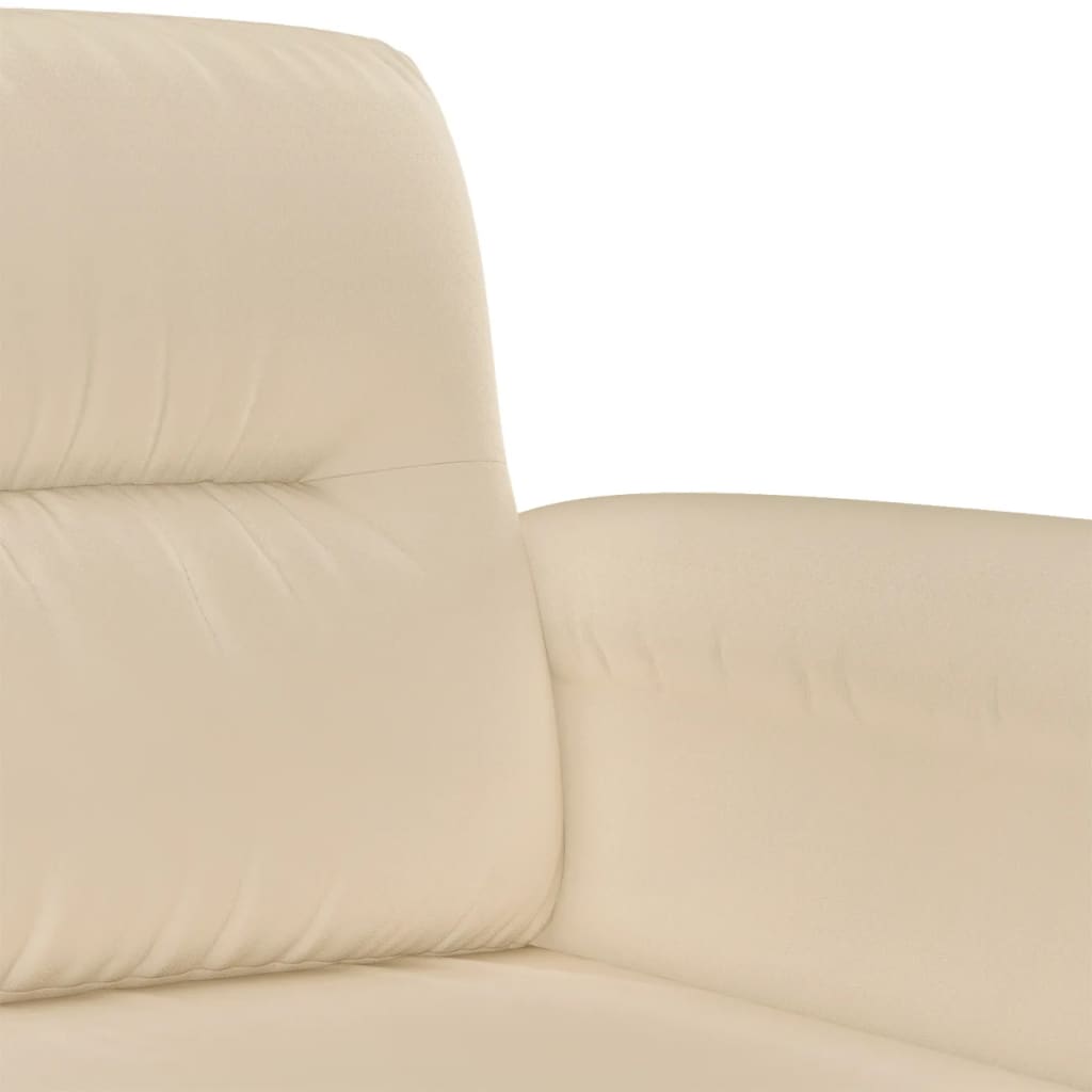 3-delige Loungeset met kussens microvezelstof crèmekleurig