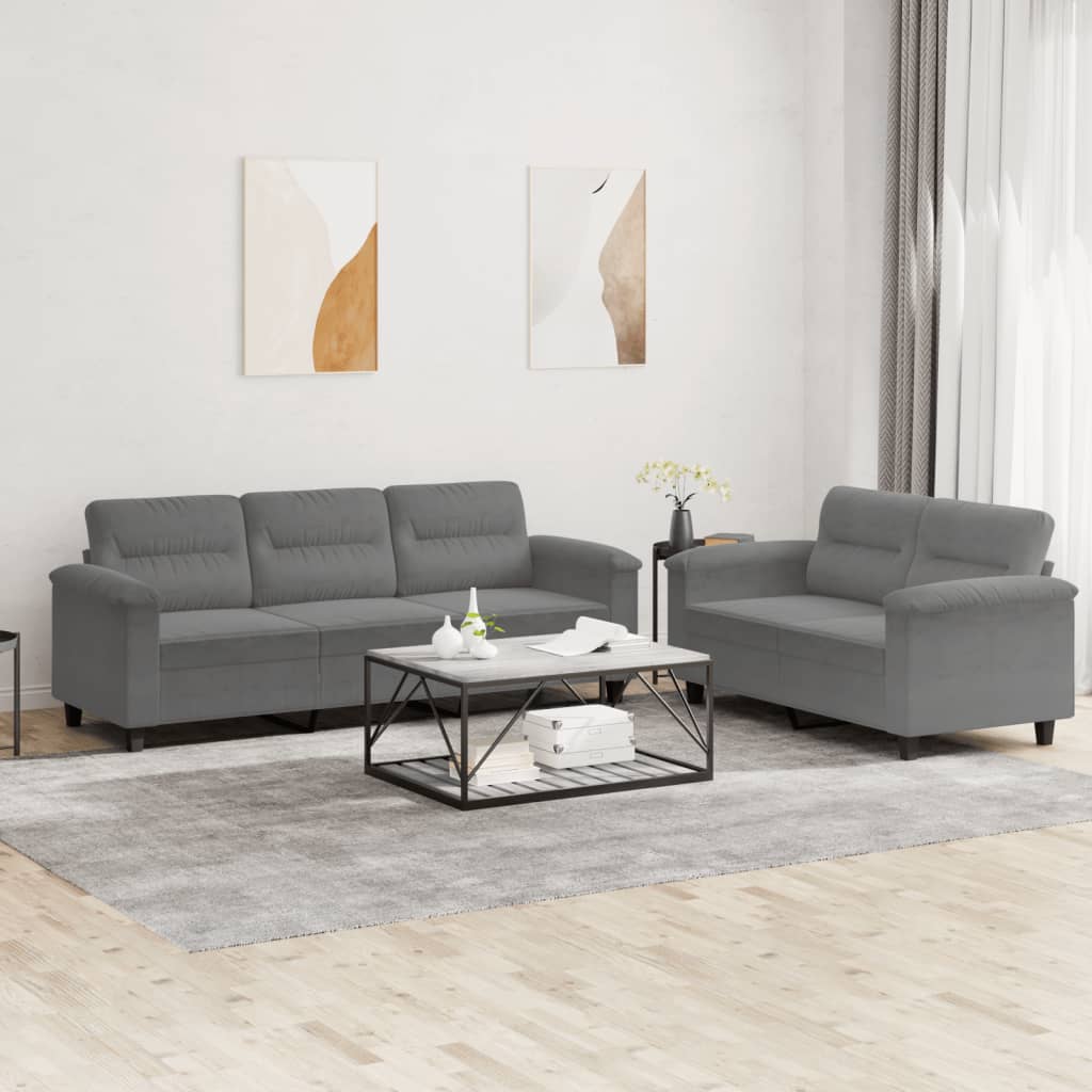 2-delige Loungeset met kussens microvezelstof donkergrijs is nu te koop bij PeponiXL, paradijselijk wonen!