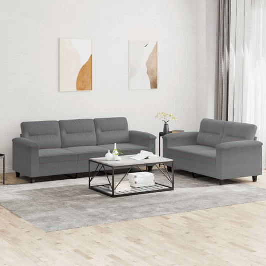 2-delige Loungeset met kussens microvezelstof donkergrijs is nu te koop bij PeponiXL, paradijselijk wonen!
