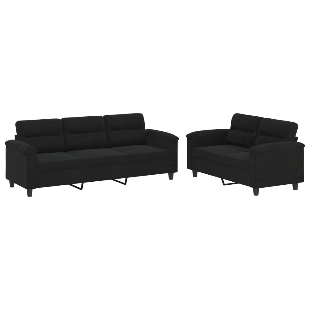 2-delige Loungeset met kussens microvezelstof zwart is nu te koop bij PeponiXL, paradijselijk wonen!