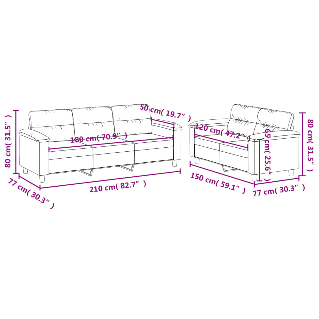 2-delige Loungeset met kussens microvezelstof zwart is nu te koop bij PeponiXL, paradijselijk wonen!