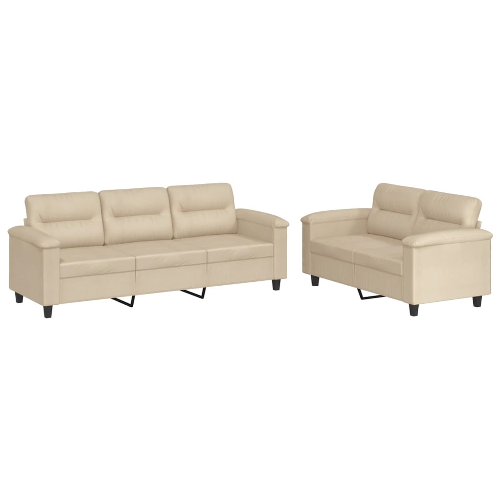 2-delige Loungeset met kussens microvezelstof crèmekleurig is nu te koop bij PeponiXL, paradijselijk wonen!