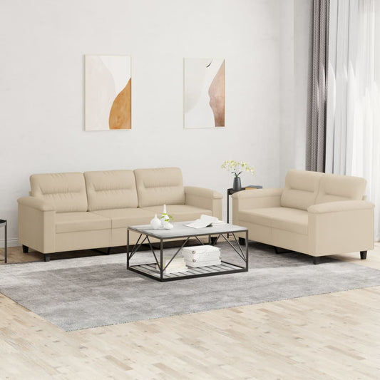 2-delige Loungeset met kussens microvezelstof crèmekleurig is nu te koop bij PeponiXL, paradijselijk wonen!