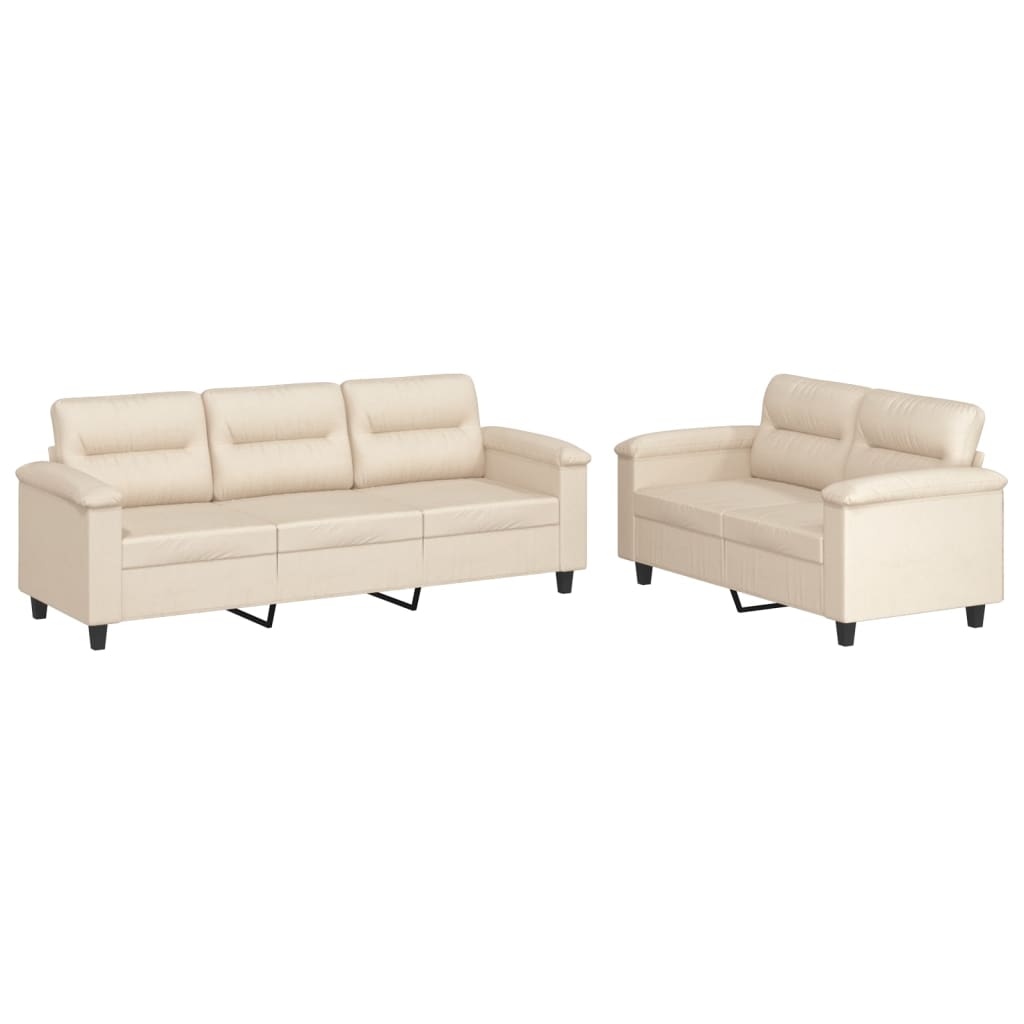 2-delige Loungeset met kussens microvezelstof beige is nu te koop bij PeponiXL, paradijselijk wonen!