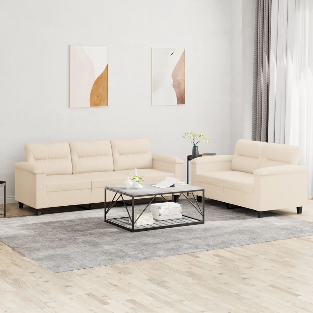2-delige Loungeset met kussens microvezelstof beige is nu te koop bij PeponiXL, paradijselijk wonen!