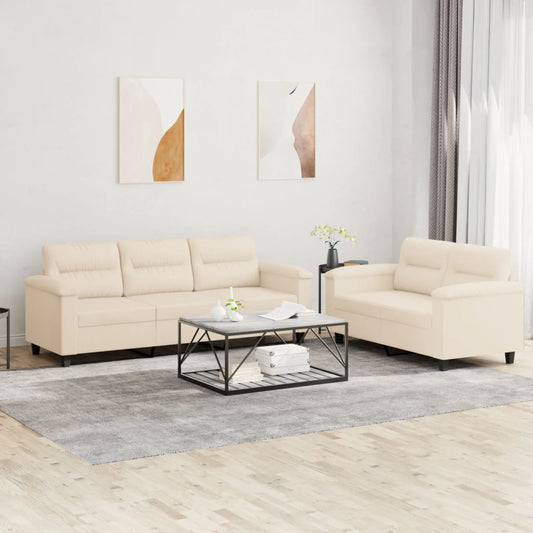 2-delige Loungeset met kussens microvezelstof beige is nu te koop bij PeponiXL, paradijselijk wonen!