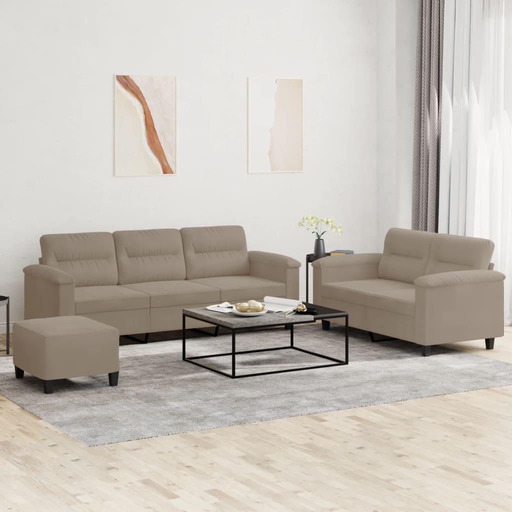 3-delige Loungeset met kussens microvezelstof taupe is nu te koop bij PeponiXL, paradijselijk wonen!
