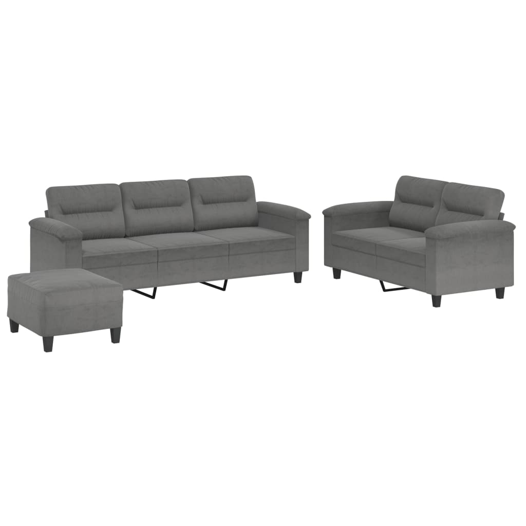 3-delige Loungeset met kussens microvezelstof donkergrijs is nu te koop bij PeponiXL, paradijselijk wonen!