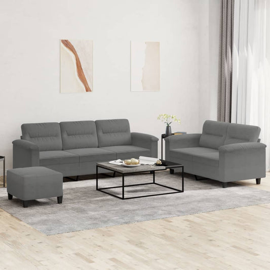 3-delige Loungeset met kussens microvezelstof donkergrijs is nu te koop bij PeponiXL, paradijselijk wonen!