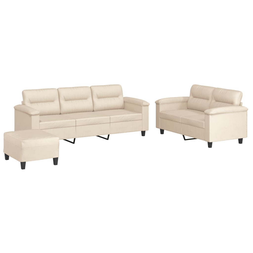3-delige Loungeset met kussens microvezelstof beige is nu te koop bij PeponiXL, paradijselijk wonen!