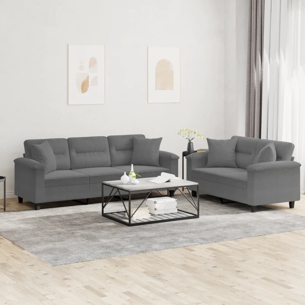 2-delige Loungeset met kussens microvezelstof donkergrijs is nu te koop bij PeponiXL, paradijselijk wonen!